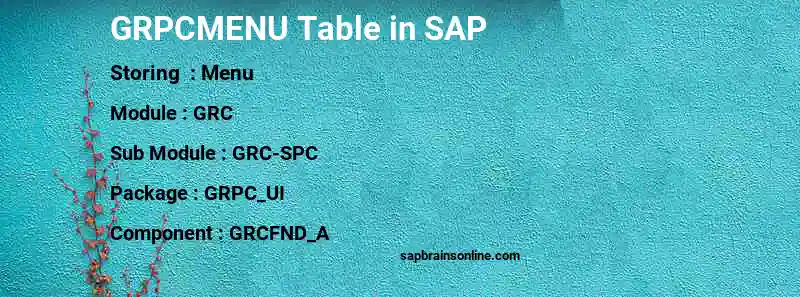 SAP GRPCMENU table
