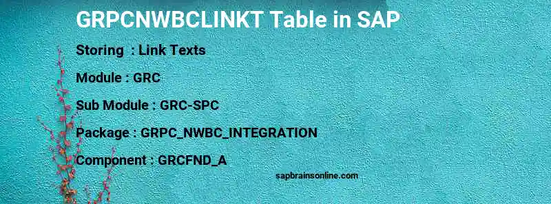 SAP GRPCNWBCLINKT table