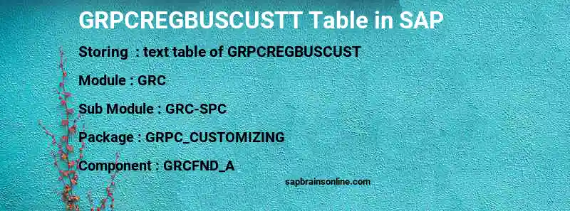 SAP GRPCREGBUSCUSTT table