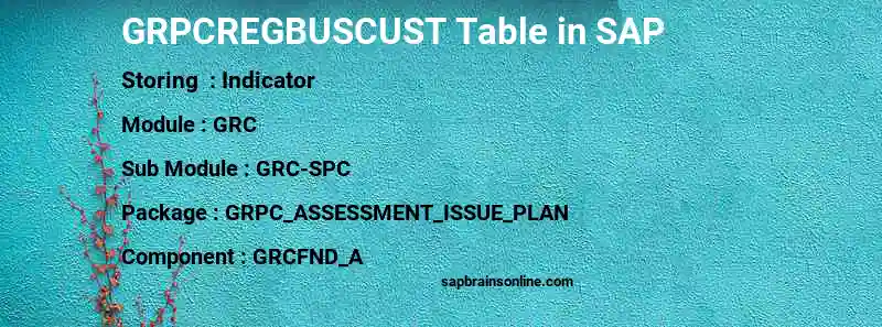 SAP GRPCREGBUSCUST table