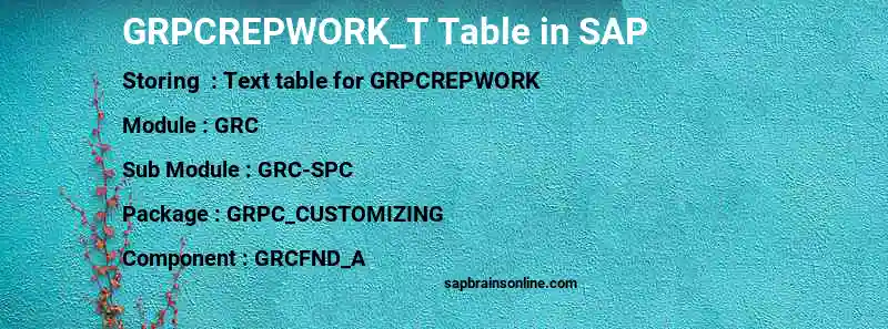 SAP GRPCREPWORK_T table
