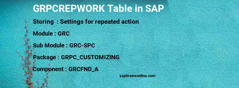 SAP GRPCREPWORK table