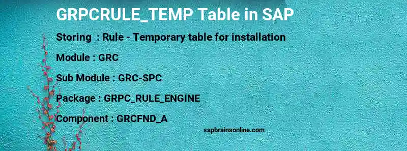 SAP GRPCRULE_TEMP table