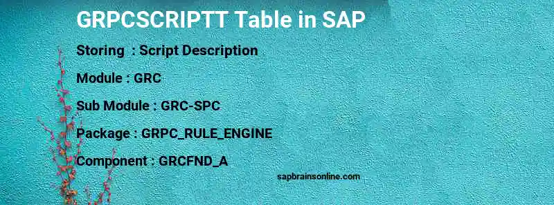 SAP GRPCSCRIPTT table