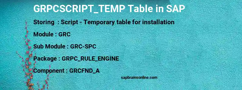 SAP GRPCSCRIPT_TEMP table