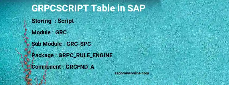 SAP GRPCSCRIPT table