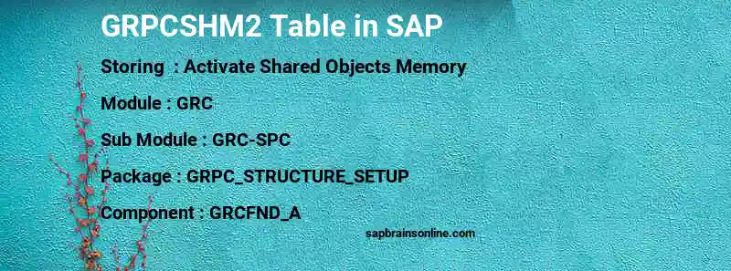 SAP GRPCSHM2 table