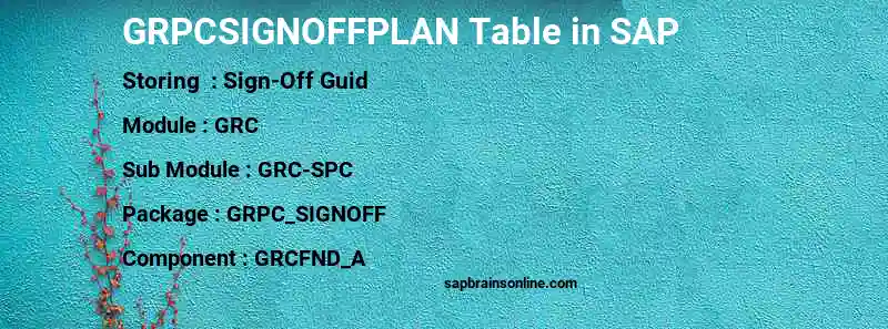 SAP GRPCSIGNOFFPLAN table