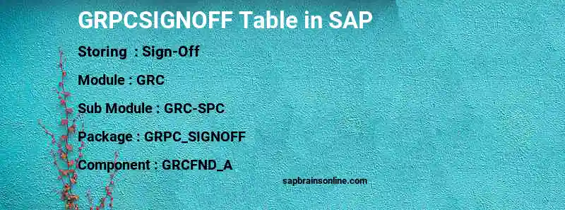 SAP GRPCSIGNOFF table