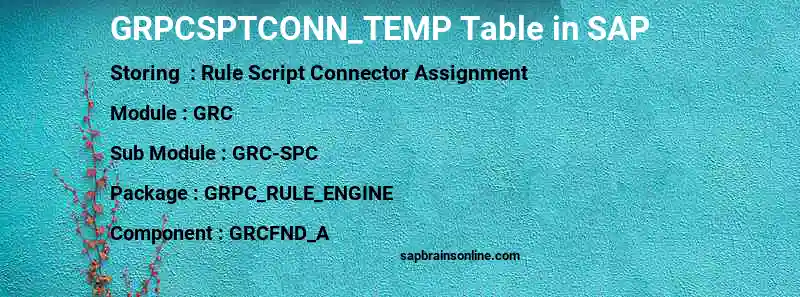 SAP GRPCSPTCONN_TEMP table