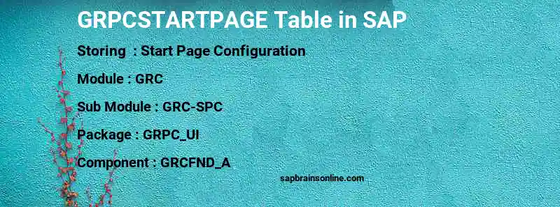 SAP GRPCSTARTPAGE table