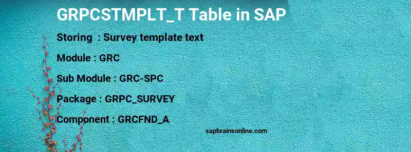SAP GRPCSTMPLT_T table