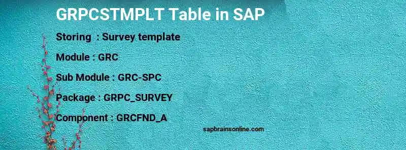 SAP GRPCSTMPLT table