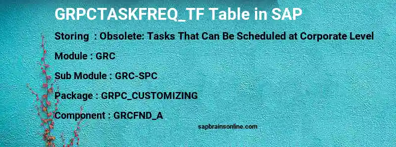 SAP GRPCTASKFREQ_TF table