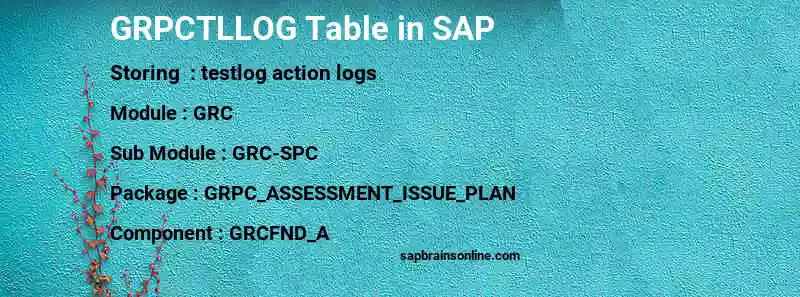 SAP GRPCTLLOG table