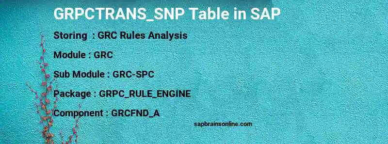 SAP GRPCTRANS_SNP table