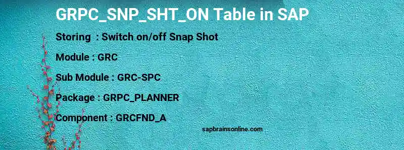SAP GRPC_SNP_SHT_ON table