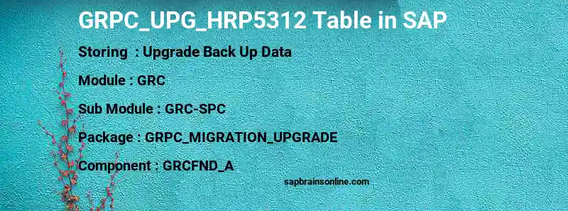SAP GRPC_UPG_HRP5312 table