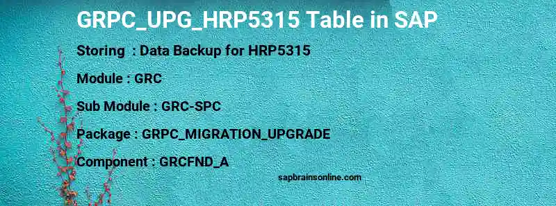 SAP GRPC_UPG_HRP5315 table