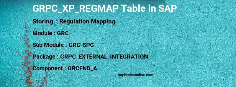 SAP GRPC_XP_REGMAP table