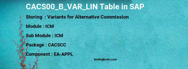 SAP CACS00_B_VAR_LIN table
