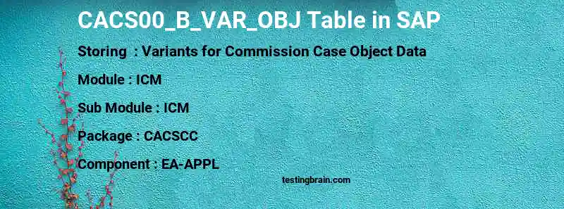 SAP CACS00_B_VAR_OBJ table