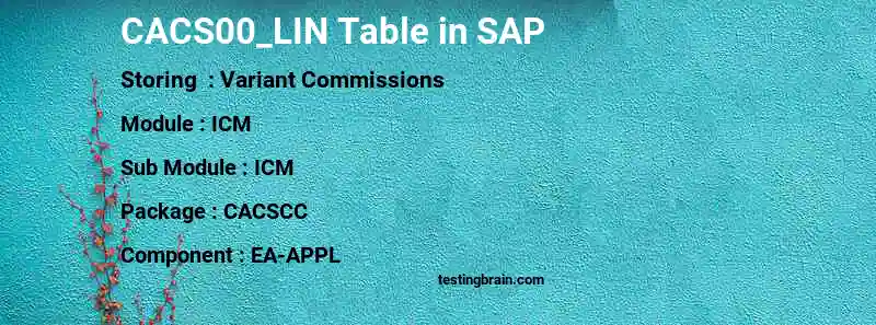 SAP CACS00_LIN table