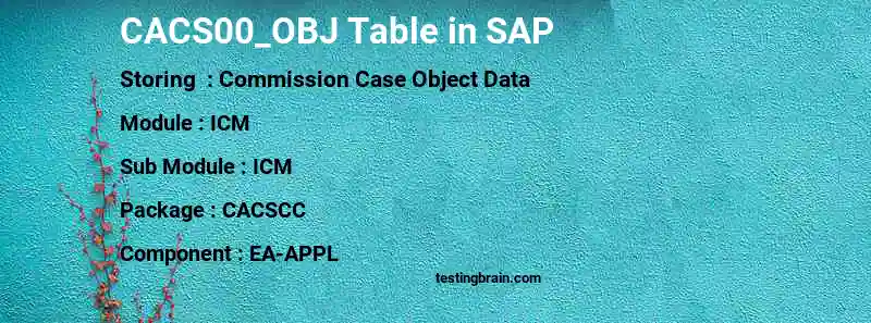 SAP CACS00_OBJ table