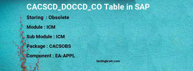 SAP CACSCD_DOCCD_CO table