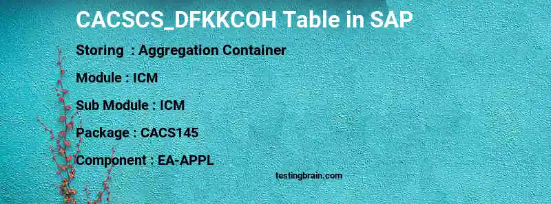 SAP CACSCS_DFKKCOH table