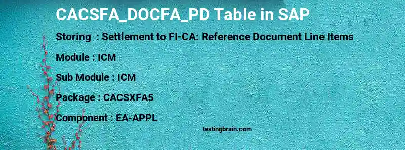 SAP CACSFA_DOCFA_PD table