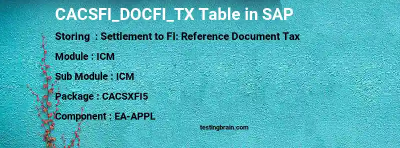 SAP CACSFI_DOCFI_TX table