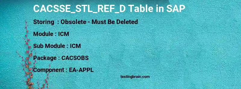 SAP CACSSE_STL_REF_D table