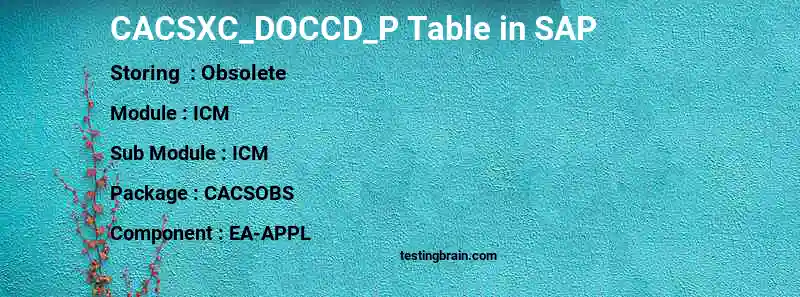 SAP CACSXC_DOCCD_P table