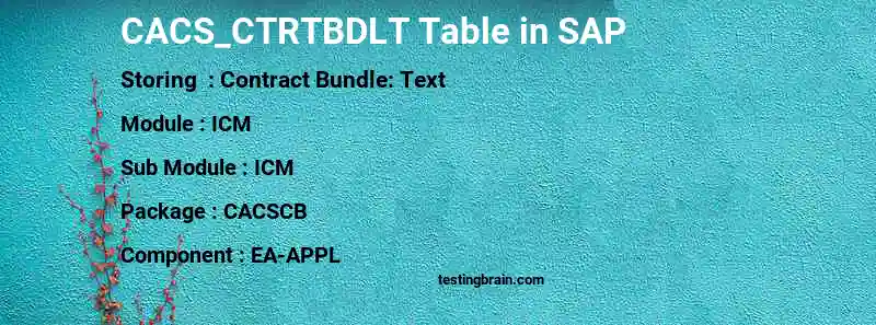 SAP CACS_CTRTBDLT table