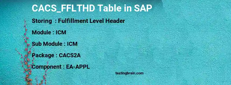 SAP CACS_FFLTHD table