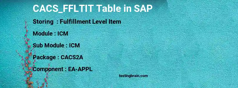 SAP CACS_FFLTIT table