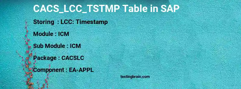 SAP CACS_LCC_TSTMP table