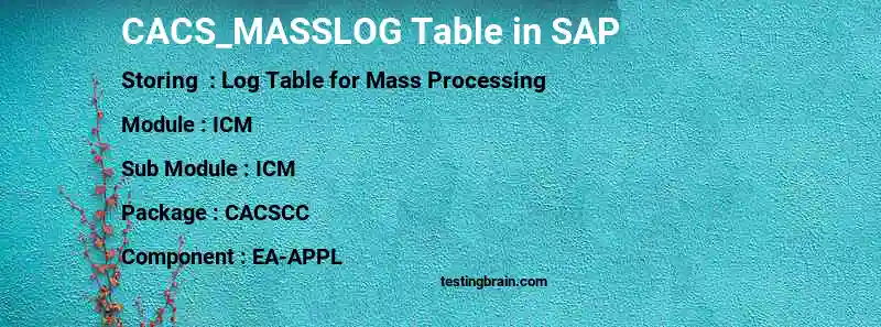 SAP CACS_MASSLOG table