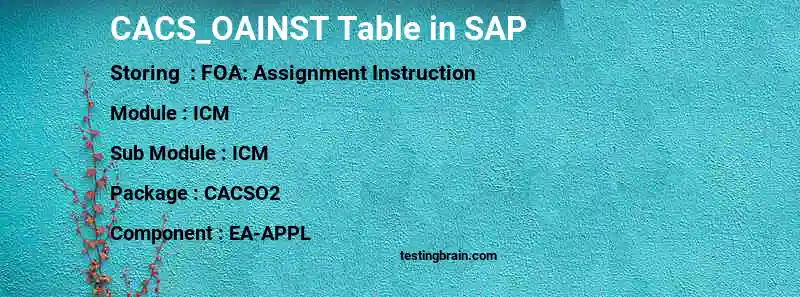 SAP CACS_OAINST table