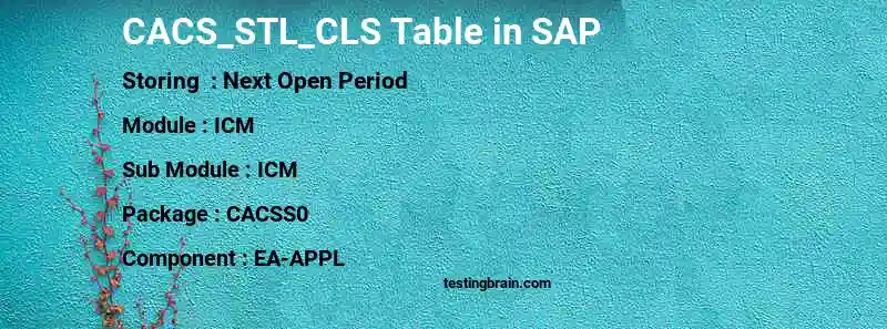 SAP CACS_STL_CLS table