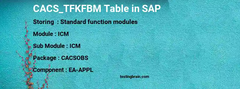 SAP CACS_TFKFBM table