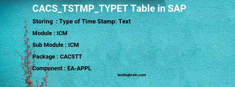 SAP CACS_TSTMP_TYPET table