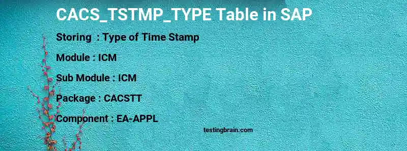 SAP CACS_TSTMP_TYPE table