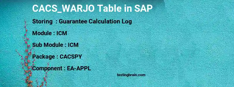 SAP CACS_WARJO table
