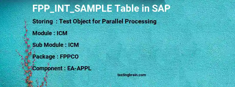 SAP FPP_INT_SAMPLE table