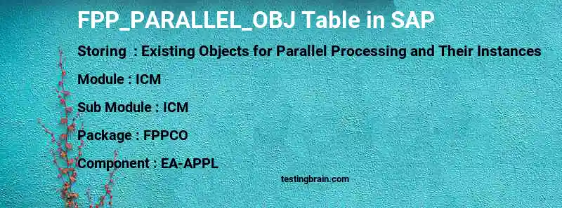 SAP FPP_PARALLEL_OBJ table