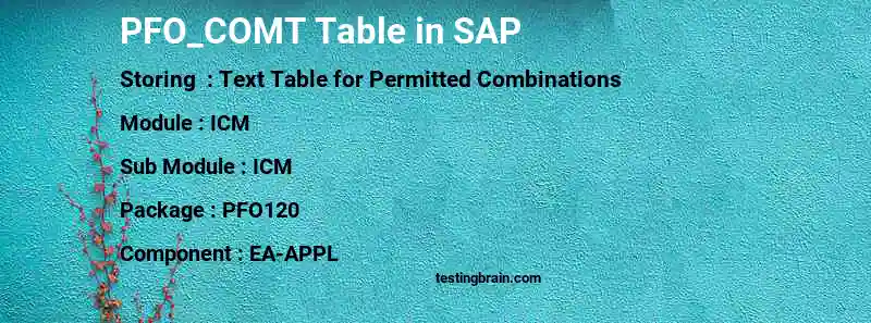 SAP PFO_COMT table