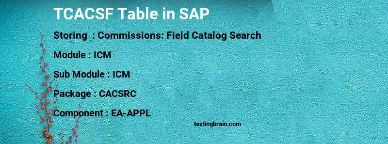 SAP TCACSF table