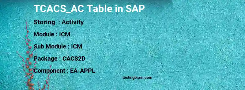 SAP TCACS_AC table